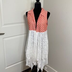 American Made Small Whimsical Orange Polka Dots Lace Open Hanker chief